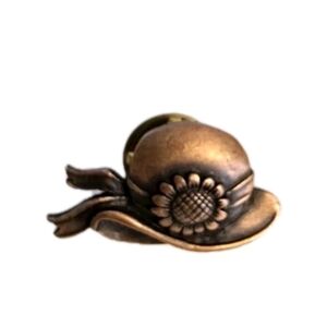 Vintage Signed JJ Jonette  Hat Pin Brooch Bronze Color Not Original Back